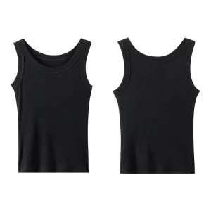 Women’s Chinese Style Combed Cotton Small Vest Sling Tank Top Summer Cool Breathable Comfortable Solid Color Sports Leisure
