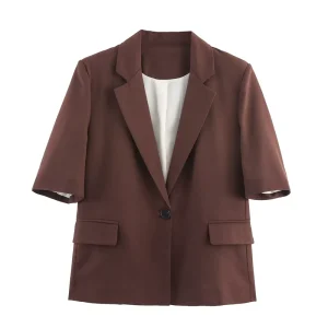 Women’s Clothing Autumn Fashion Simple Versatile Short-sleeved Suit Jacket 8630385