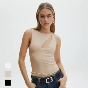 Womens Clothing Casual Wear Womens Tops Manufacture Asymmetrical Top