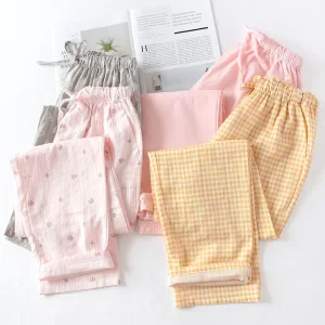 Women’s Clothing Loungewear Women Sets Pajama Bottom Lounge Plaid Nightgown for Women Night Wear