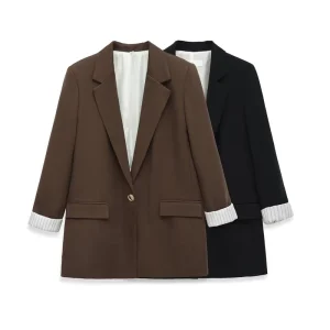 Women’s Clothing Spring Fashionable Commuter Versatile Lapel Shoulder Blazer 22155518