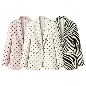 Women’s Clothing Spring New Arrival Stylish Commuter-Friendly Polka Dot Unbuttoned Blazer