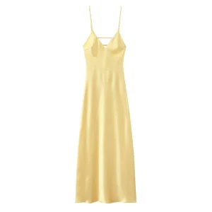 Women’s Clothing Spring New Fashion V neck Sexy Backless Medium and Long Sling Dress 2452331
