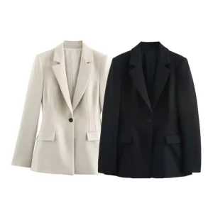 Women’s Clothing Spring New Style with Padded Shoulders Slim Lapel Long-sleeved Casual Suit 2204696 2198696