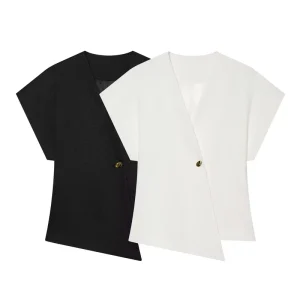 Women’s Clothing Summer European and American Style Slim Waist Single Button Short Sleeve Blazer