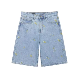 Women’s Clothing Summer Fashionable Versatile Embroidered Flower Denim Casual Shorts 7147035 7147032