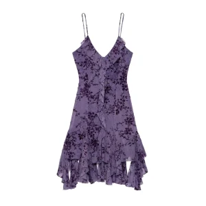 Women’s Clothing Summer New Fashion Beach Vacation Style V-neck Silk Mesh Layered Suspender Dress 0085321