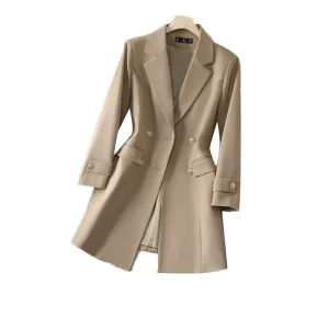 Women’s Coat Korean Version Professional Mid Length Suit Collar Trench Coat Work Clothes