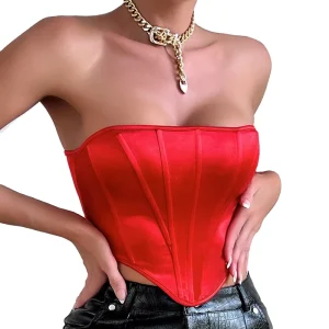 Women’s Colourful Sexy Underwear Bright Surface Corset Cami Top Backless Design