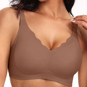 Women’s Comfortable Adjusted-Strap Bra Breathable Seamless Push-Up Underwear Wavy Edge Knitted Cup Hook Temptation Wire Free