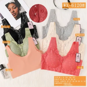 Women’s Comfortable Seamless Breathable Quick Dry Everyday Bra Back Closure with Lace Design No Underwire Support Wire Free