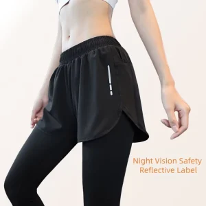 Women’s Compression 2 in 1 Leggings Set High Elastic Base Layer Pants for Basketball Quick Dry Activewear