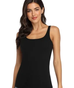 Women’s Cotton Tank Top with Shelf Bra Adjustable Wider Strap Camisole Basic Tanks Ladies Crop Tops Women’s Clothing Tops