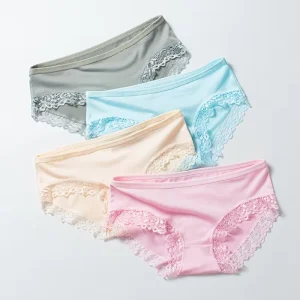 Women’s Cotton Underwear Women Panties Sexy Underwear Mid Waist Women Lace Cotton Briefs