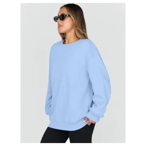 Women’s Crew Neck Sweatshirt Lined Tracksuit Casual Waterproof Anti-Shrink Knitted Polyester Cotton