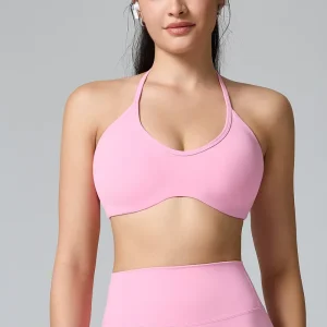 Women’s Cross Back Sports Bra Medium Support U Neck Yoga Crop Tops Quick Drying Fixed Paddings Running Gym Fitness Tank Top
