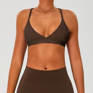Women’s Cross Back Sports Bra Quick Dry Solid Spandex Nylon Workout Gym Yoga Tops