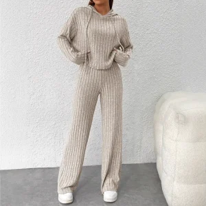 Women’s Custom Knitted Long Sweater Solid Color Breathable Loose Comfortable Fashion Sweater Two-piece Set