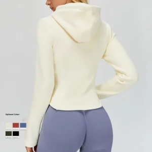 Women’s Custom Ladies Yoga Sports Light Weight logo Zip up Athletic Jacket Bulk logo Activewear Polyester Spandex