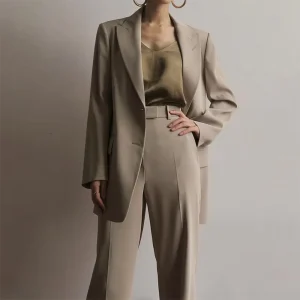 Women’s Custom Long Sleeve Blazer Jacket for Spring and Fall Office Coat Designer Polyester Woven Fabric Women’s Suits Blazers