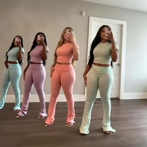 Women’s Custom Modal Cotton for Lounge Wear Sets Comfortable Ribbed Jersey Workout Loungewear Long Tops Casual Style for Autumn