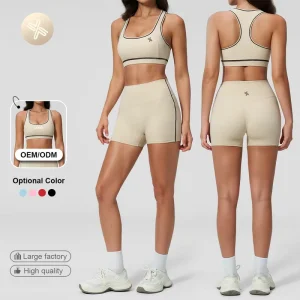 Women’s Custom Outfit Gym Wear Quick Dry 2 Piece Yoga Bra Activewear Shorts Set