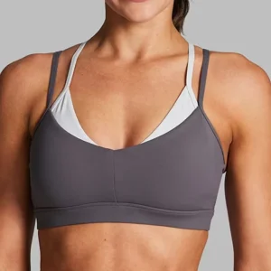 Women’s Custom logo Double Layer Straps Square Neck Sports Bra with Contrast Color Yoga Bra for Gym Fitness