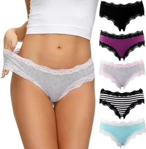 Womens Daily Use Sexy Underwear Soft Breathable Cotton Briefs Lace Spandex Fabric Knitted Woven Solid Print Bikini