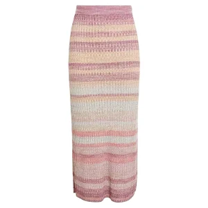 Women’s Dancer Skirt Striped Pattern Woven Bamboo Fiber Material Slim-fitting Cut Empire Waist Design Elegant Style