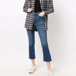 Women’s Dark Denim Jeans Breathable Baggy Skinny Fit Low Waist Embroidered Logo Casual Ruffles Spring Autumn