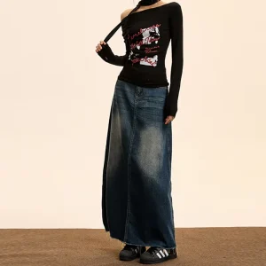 Women’s Denim Skirt Casual Half Skirt Loose Pants High Waist Slim Fit New Style Retro Denim Skirt Loose Large Size