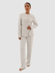 Women’s Double Breasted Blazer Solid Pattern Woven Business Suit for Export