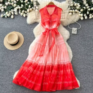Women’s Dresses French Elegant Dress Unique Women’s Beach Vacation Gown Fashion Pleated Dress Pleated Women’s Elegant Dress