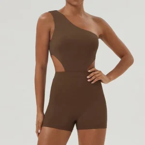 Women’s Elastic Running Yoga Bodysuit Compression Gym Activewear Shorts Sports Jumpsuit