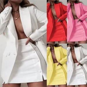 Women’s Elegant Business Suit Sets Plus Size Two-Piece Short Skirts for Office Ladies