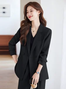 Women’s Elegant Goddess Professional Suit Set Spring Autumn Fashion Work Clothes