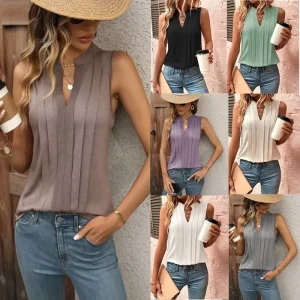 Women’s Elegant Oversized Summer Solid Casual Loose Sleeveless Blouses