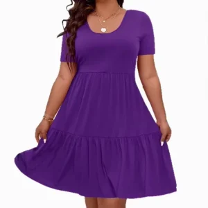 Women’s Elegant Ruched Solid Color Knitted Dress High Waist Medium Length Casual Style Spring Leisure Sizes