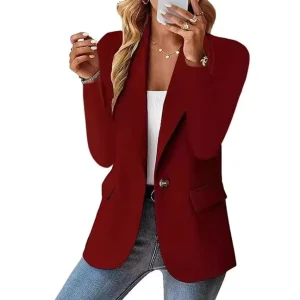 Women’s Elegant Solid Color Split Sleeve Lapel Blazer for Women Business Fashion Blazer