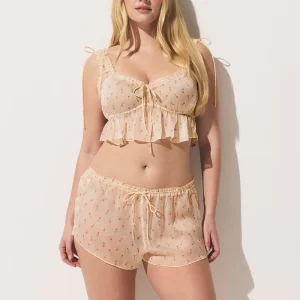 Women’s Elegant Summer Knitted Sleepwear Loungewear Sets Adjustable Elastic Waist Camisole Pajamas Soft Woven Thermal for Home