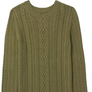Women’s European American Casual Cardigan Coat Solid Color Knitted Twist Button Sweater for Autumn and Winter Long Length