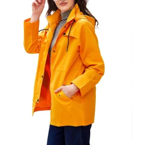Women’s European Size Medium to Long Cardigan Hooded Jacket Outdoor Waterproof
