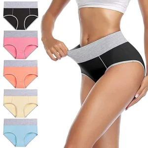 Women’s Everyday Nonwoven Cotton High Waist Full Coverage Briefs Soft Stretch Breathable Seamless Panties