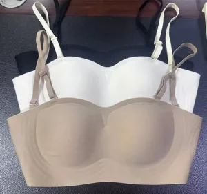 Women’s Everyday Soft V Neck Bras Smooth Seamless Wireless Logo Cup Solid Knitted In Style Brackets Non Wired Padded Printed