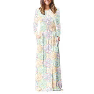 Women’s Fall Long Sleeve Loose Plain Maxi Dress Casual Long Dress With Pockets