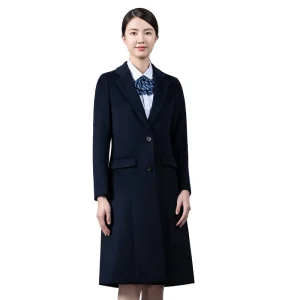 Women’s Fall Winter Long Wool Coat Stylish Work Jacket for Office for Bank Jewelry Store Stewardess Front Desk Job