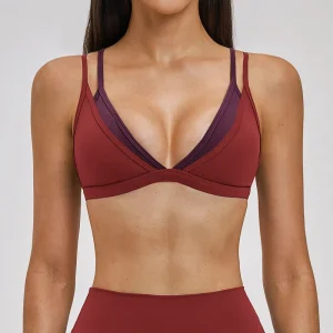Women’s False Two piece Sports Bra Moisture Wicking Quick Dry Yoga Fitness