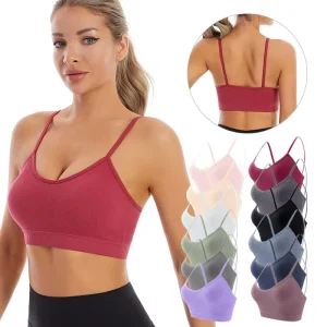 Women’s Fashion Electric Racerback Sport Bra Soft Thin Strap Workout Yoga Plus Size Supportive Shock Absorber Gym Bra