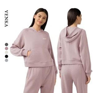 Women’s Fashion Hoodies for Autumn Winter Solid Color Sports Workout Top Sweatshirts Fitness Yoga Jacket Long Sleeves Seamless