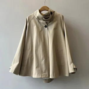 Women’s Fashion Loose Fit Coat Lady Spring Autumn Cloak Cotton Trench Coat
